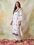 Noor HOK Muslin Chikankari kurti for Women- White With Black